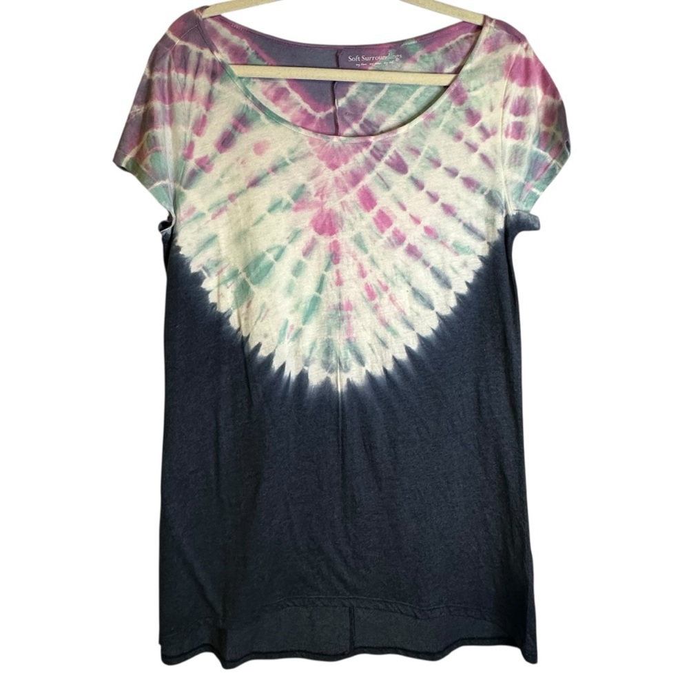 Soft Surroundings Tortuga Tie Dye Tee Size Medium #28708 NWT Boho Vacation Beach